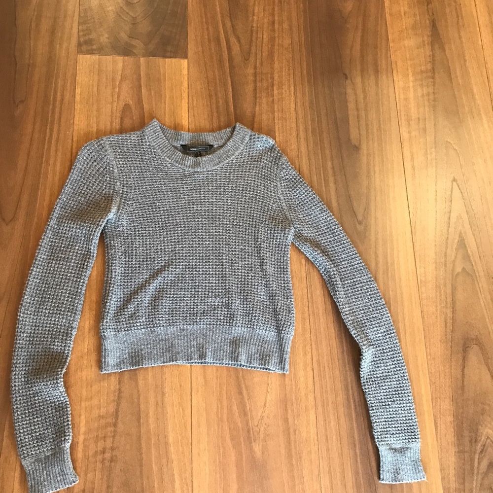BCBG Cropped Grey Knit Sweater